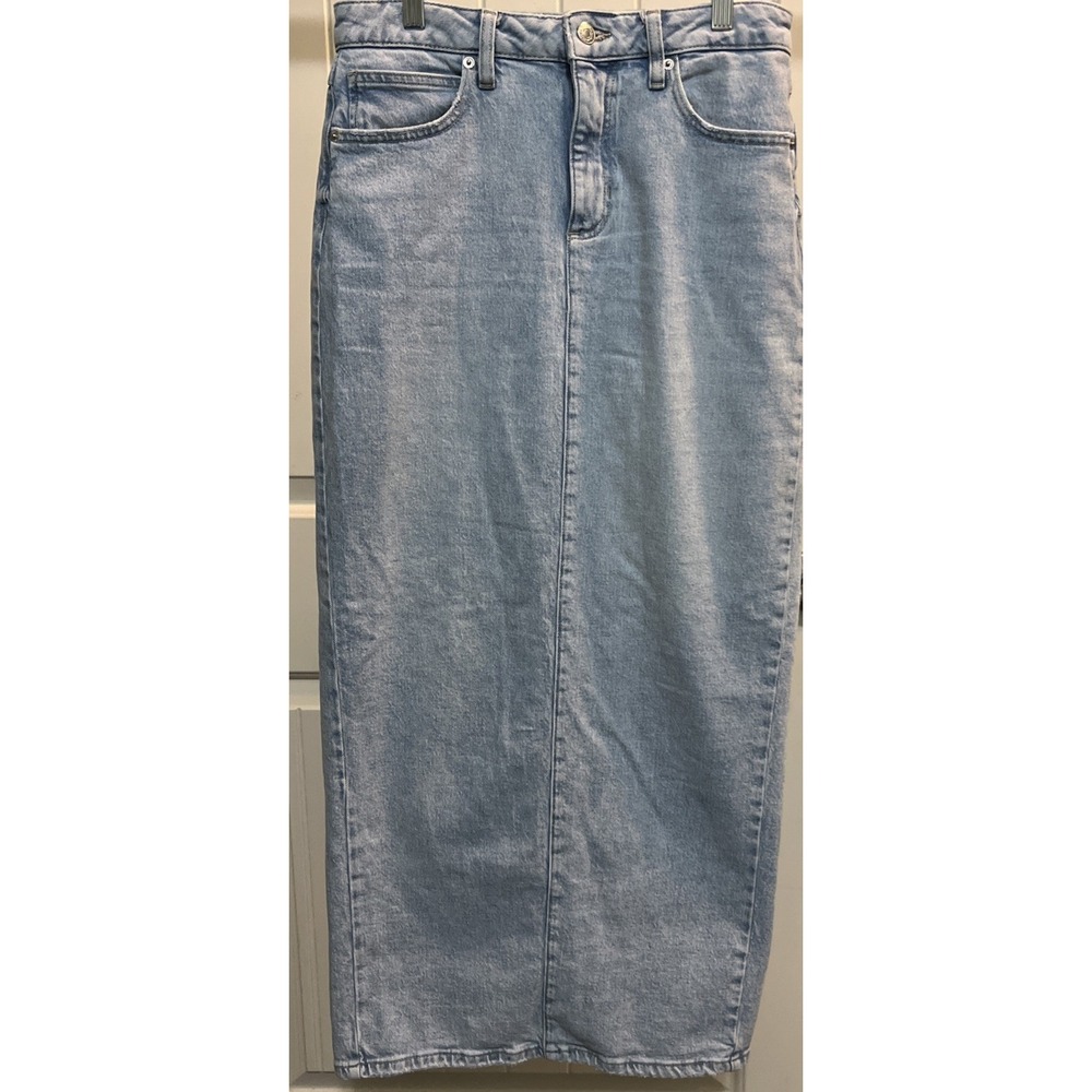 Forever 21 VTG 90's Y2K Womens M Denim Maxi Split Hem Skirt 100% Cotton WashedDn